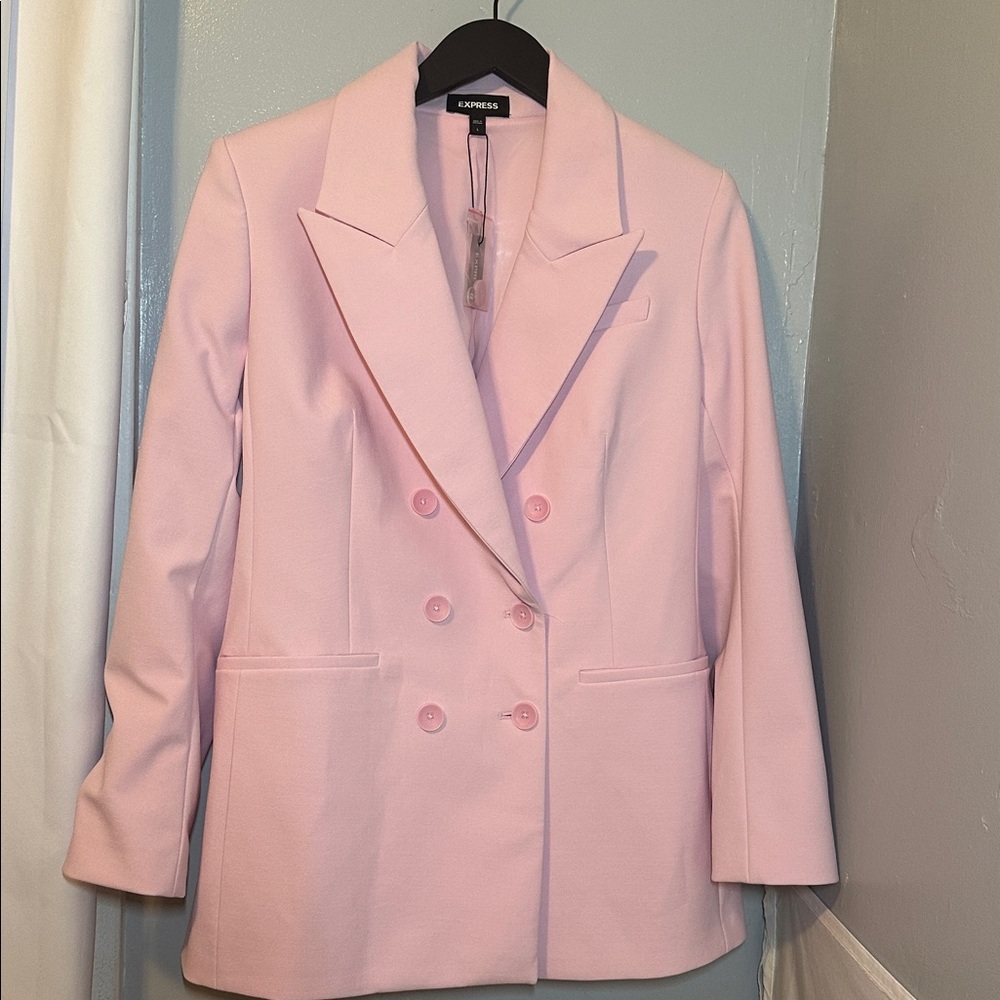 Express Double-Breasted Light Pink Blazer - Picture 5 of 9